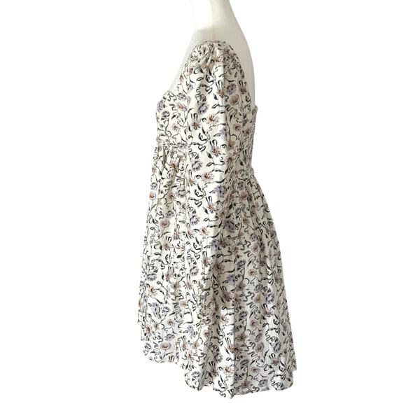 Free People Corduroy Baby Doll Mini Dress Women's S | Cream Floral | EUC - Picture 3 of 15